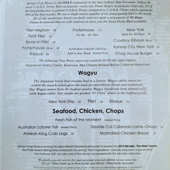 Arroyo Chop House - Menu - Steakhouses Near Me - Pasadena, California Arroyo Chop House - Menu - Steakhouses Near Me - Pasadena, California
