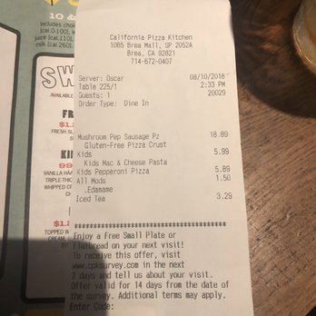 California Pizza Kitchen - $18.89 for a gluten free pizza?! - Pizza Near Me - Brea, California California Pizza Kitchen - $18.89 for a gluten free pizza?! - Pizza Near Me - Brea, California