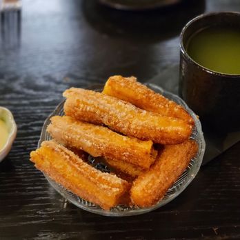 Little Plum - It's what's for dessert! Mochi churro with anglaise, green tea - Asian Fusion Near Me - Honolulu, Hawaii Little Plum - It's what's for dessert! Mochi churro with anglaise, green tea - Asian Fusion Near Me - Honolulu, Hawaii