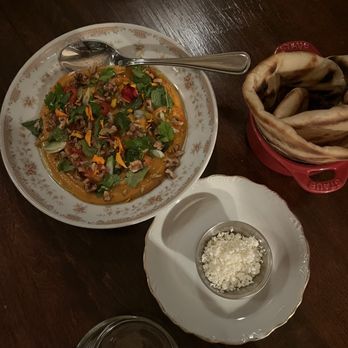 Restaurant Josephine - Wood-Fired Eggplant Dip (feta on the side, as requested) - French Near Me - Auburn, California Restaurant Josephine - Wood-Fired Eggplant Dip (feta on the side, as requested) - French Near Me - Auburn, California
