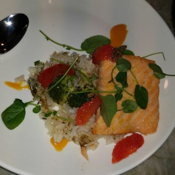 The Warbler - Cedar smoked Salmon on a bed of white rice - Pasta Shops Near Me - Chicago, Illinois