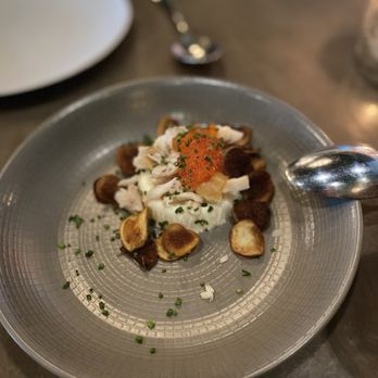 Black Sheep Brasserie - Savory Panna Cotta - Smoked Trout - Potato Crisps - Trout Roe - Chives $21 - New American Near Me - San Jose, California