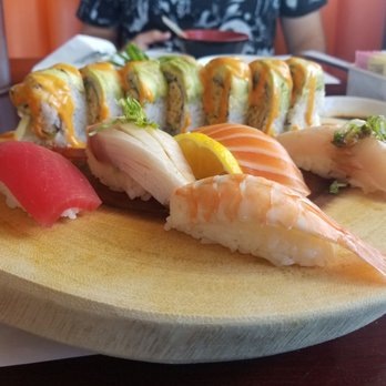 Chitose Sushi - Lunch special combination-- $19.90 for a 911 roll, 5 pieces of sushi, miso soup, & salad. Yum! - Sushi Bars Near Me - Atascadero, California