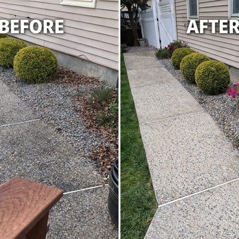 Scotts Supreme Clean Services - Before/After images after washing concrete pathway! - Pressure Washers Near Me - Burlington, New Jersey