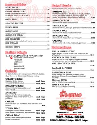 Menu photo 2 Bambino Pizza Dunedin, FL