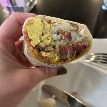 & Waffles - Half of the pastrami burrito - Breakfast & Brunch Near Me - Long Beach, California & Waffles - Half of the pastrami burrito - Breakfast & Brunch Near Me - Long Beach, California
