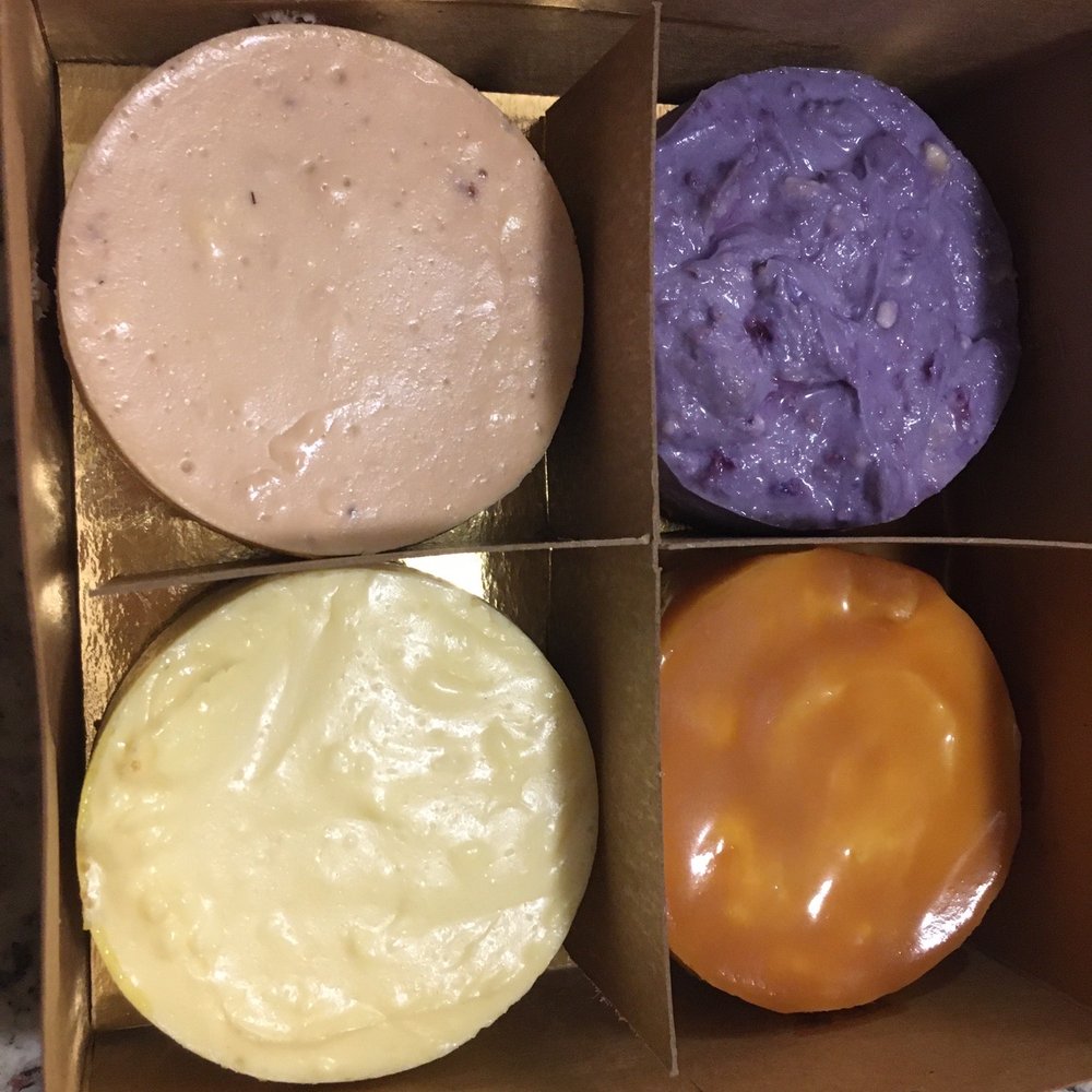 Reuschelle's Cheesecakes - Sampler: strawberry shortcake, ube, caramel apple, original chz cake $30 - Desserts Near Me - Hayward, California Reuschelle's Cheesecakes - Sampler: strawberry shortcake, ube, caramel apple, original chz cake $30 - Desserts Near Me - Hayward, California