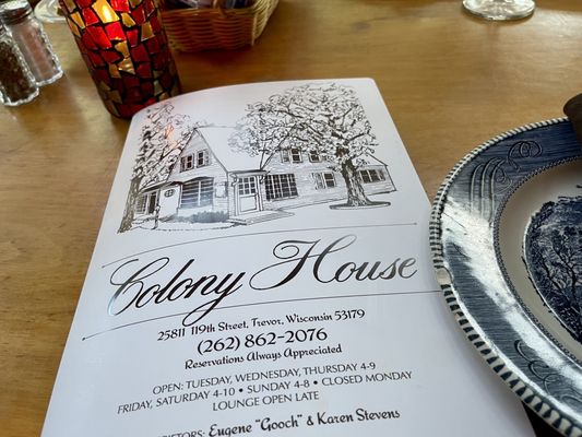 Menu photo 4 Colony House Restaurant Trevor, WI
