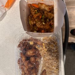 Chinese Szechuan Restaurant - Orange chicken with brown rice and quart of "Szechuan Beef"
