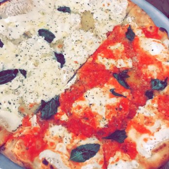 Juliana's - Medium half White Pizza & Margherita Pizza - Pizza Near Me - Brooklyn, New York