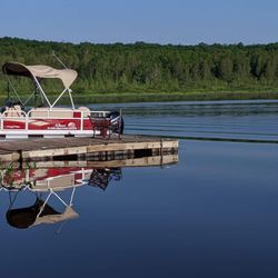 Ghost Lake Lodge - Our boat BIG RED for the week.