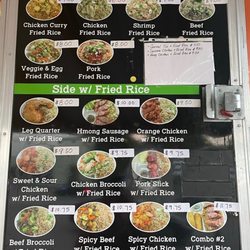 Chao's Asian & American Foods - Menu as of 9/23/22