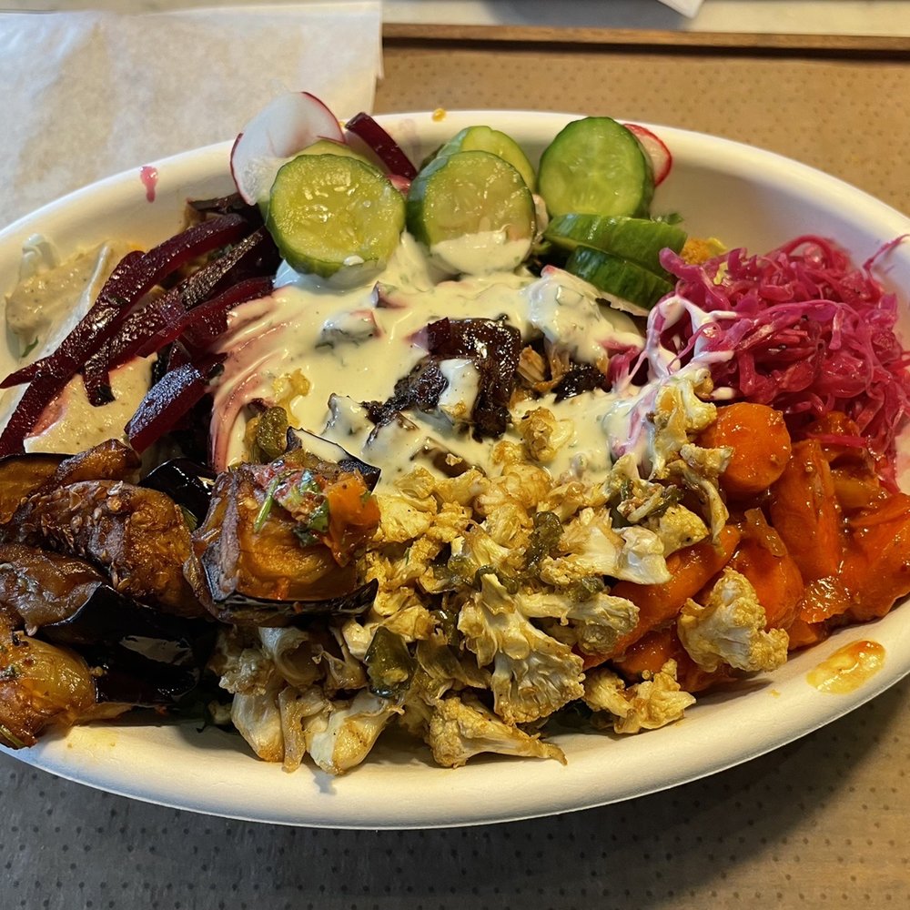 Brassica - Salad bowl with chicken, greens, baba, & lintels. Topped w/veggies & special sauce dressing. - Mediterranean Near Me - Columbus, Ohio Brassica - Salad bowl with chicken, greens, baba, & lintels. Topped w/veggies & special sauce dressing. - Mediterranean Near Me - Columbus, Ohio