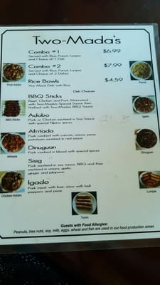 Menu photo 3 Two-Mada's Fast Food Porterville, CA