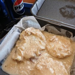 Boondocks Emporium - Daily special-chicken, mashed potatoes and a biscuit.