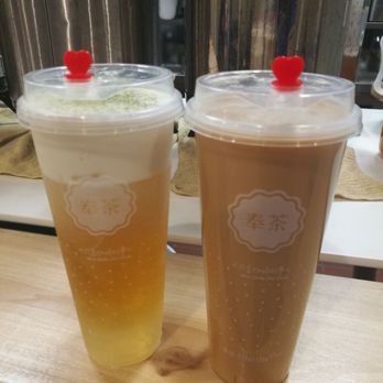 Feng Cha Teahouse - Best milktea I've ever tried! Love the Osmanthus Oolong Tea with Cheese Milk Foam - Desserts Near Me - Richardson, Texas