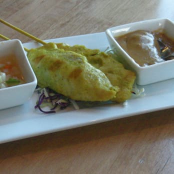 Busaba - Chicken Satay -- the salsa of sorts that comes with this is really good. - Thai Near Me - Louisville, Colorado