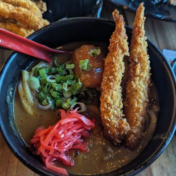 Ramen Hakata - Curry udon with carrot, potato and 2 lightly fried shrimp. The noodles snap was impressive. Super recommend if you are a curry fan. - Ramen Near Me - Frisco, Texas Ramen Hakata - Curry udon with carrot, potato and 2 lightly fried shrimp. The noodles snap was impressive. Super recommend if you are a curry fan. - Ramen Near Me - Frisco, Texas