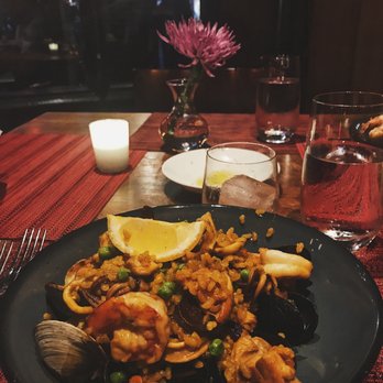 Mediterra Restaurant - Paella Clasica, $54 for 2 people.  LOVE this dish.  They promptly brought more lemons for me~  They also plate it right in front of you! - Italian Near Me - Princeton, New Jersey