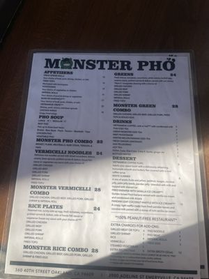 Menu photo 1 Monster Pho Oakland, CA