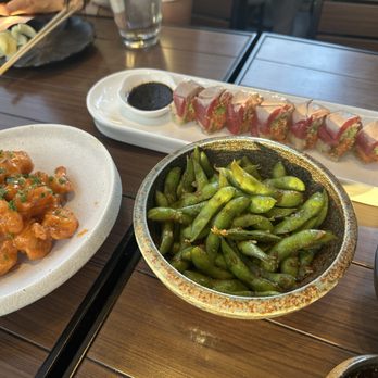 Izakaya Osen - Maguro Kajime, Rock Shrimp Tempura, and Soy Garlic Edamame - Sushi Bars Near Me - Irvine, California Izakaya Osen - Maguro Kajime, Rock Shrimp Tempura, and Soy Garlic Edamame - Sushi Bars Near Me - Irvine, California