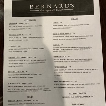 Bernard's - Menu - New American Near Me - Roanoke, Virginia Bernard's - Menu - New American Near Me - Roanoke, Virginia