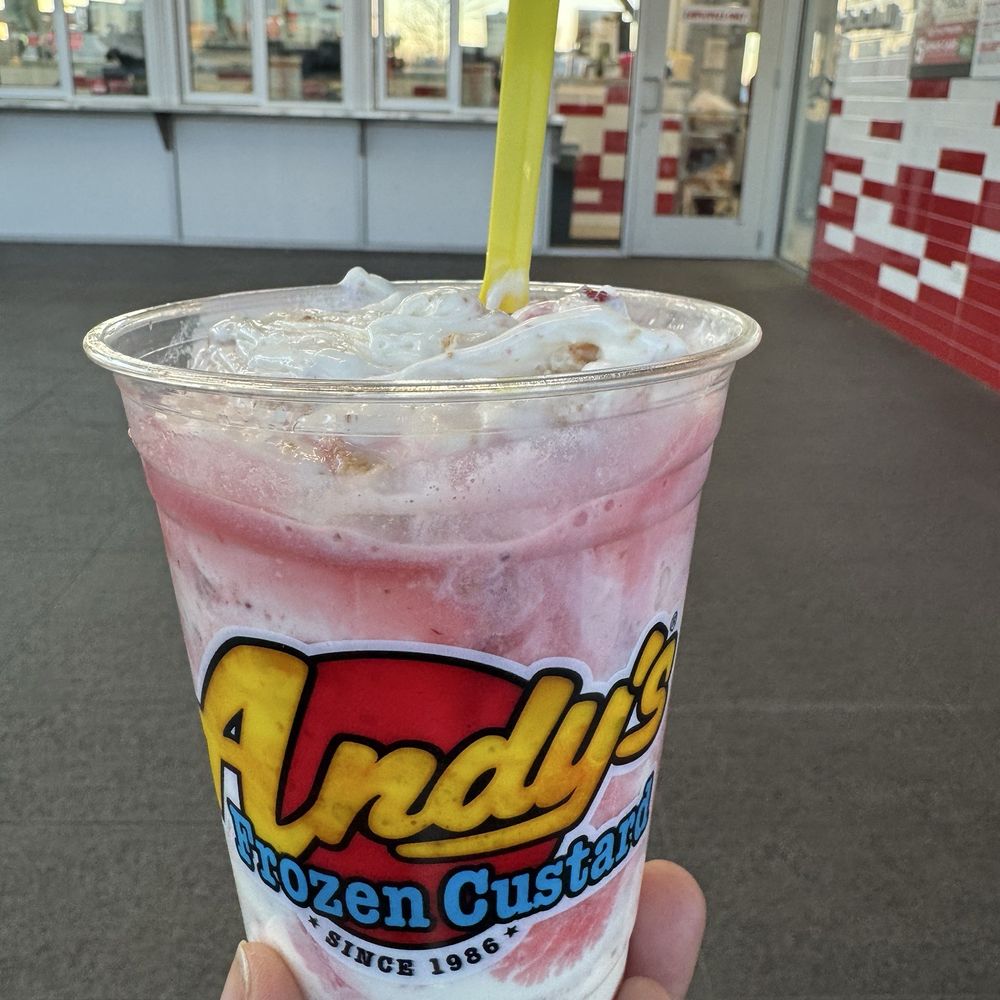 Andy's Frozen Custard - Strawberry Cheesecake Concrete - Ice Cream & Frozen Yogurt Near Me - Bolingbrook, Illinois Andy's Frozen Custard - Strawberry Cheesecake Concrete - Ice Cream & Frozen Yogurt Near Me - Bolingbrook, Illinois