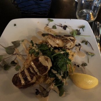 Chuck's Fish - Sea scallops with chipotle remoulade and risotto and spinach. - Seafood Near Me - Birmingham, Alabama Chuck's Fish - Sea scallops with chipotle remoulade and risotto and spinach. - Seafood Near Me - Birmingham, Alabama
