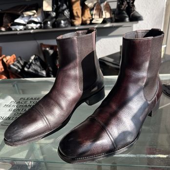 Shoe Cobbler - Left shoe (before) and right shoe is (after) - Shoe Repair Near Me - Norco, California