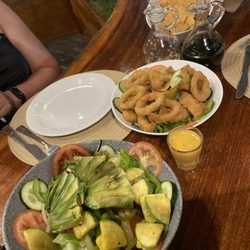Raices Beach Club & Marina - Vegetable salad, calamari appetizer
