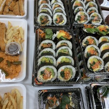DaeBak - trays of sushi and french fries - Korean Near Me - Norwood, New Jersey