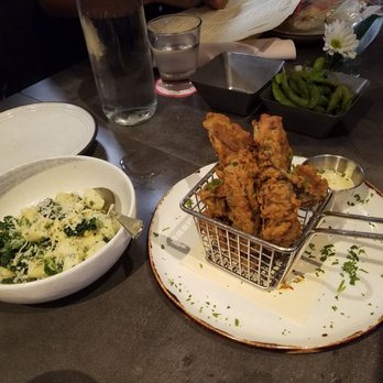 Goen Dining + Bar - Fry Basket ($10.00) - Mushroom Fries & Dips on the right. Herb Gnocchi ($11.00) - Kale, Corn, Herbs on the left. - Pan Asian Near Me - Kailua, Hawaii Goen Dining + Bar - Fry Basket ($10.00) - Mushroom Fries & Dips on the right. Herb Gnocchi ($11.00) - Kale, Corn, Herbs on the left. - Pan Asian Near Me - Kailua, Hawaii