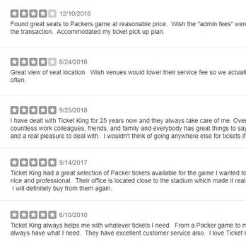Ticket King - Great reviews from our customers. - Ticket Sales Near Me - Green Bay, Wisconsin