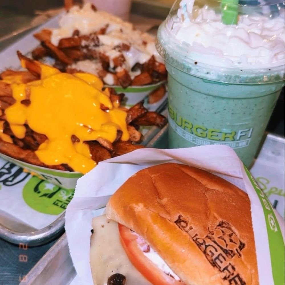 BurgerFi - Wagyu burger, cheese fries, and Oreo mint shake. Burger had bacon after several requests for NO bacon. - Burgers Near Me - Silver Spring, Maryland BurgerFi - Wagyu burger, cheese fries, and Oreo mint shake. Burger had bacon after several requests for NO bacon. - Burgers Near Me - Silver Spring, Maryland