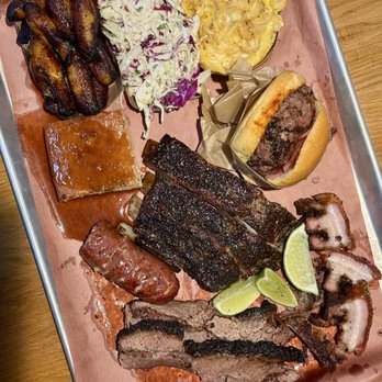 Bark Barbecue - Mac and Cheese, Cole Slaw, Maduros, Torta Dominicana, Chopped Chicharron Sandwich, Pork Ribs, Longaniza Sausage, Prime Brisket, Chicharron. - Barbeque Near Me - Brooklyn, New York