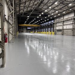 On-site racking solutions - Just like magic results on a 40,000 SQ Feet overhead crane & hoist, street level
Warehouse.
Now doing flooring maintenance