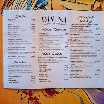 Divina Colombian Café - menu. - Cafes Near Me - Sacramento, California Divina Colombian Café - menu. - Cafes Near Me - Sacramento, California