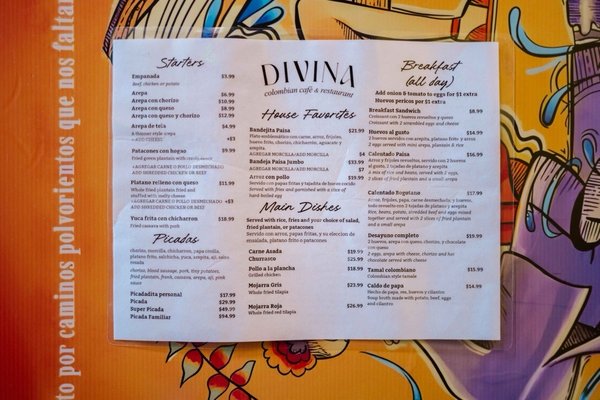Menu photo 1 Divina Colombian Café Sacramento, CA Menu photo 1 Divina Colombian Café Sacramento, CA