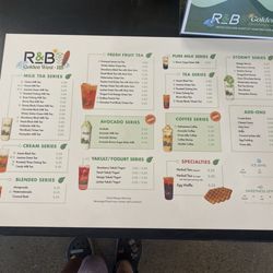 R&B Tea - Goldenwest - Menu (up close)