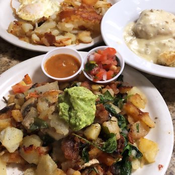 Carolyn's Cafe - Veggie hash, biscuits & gravy, eggs & potatoes & the best coffee cake in town hands! Carb overload lol but soooo delish. - Breakfast & Brunch Near Me - Redlands, California