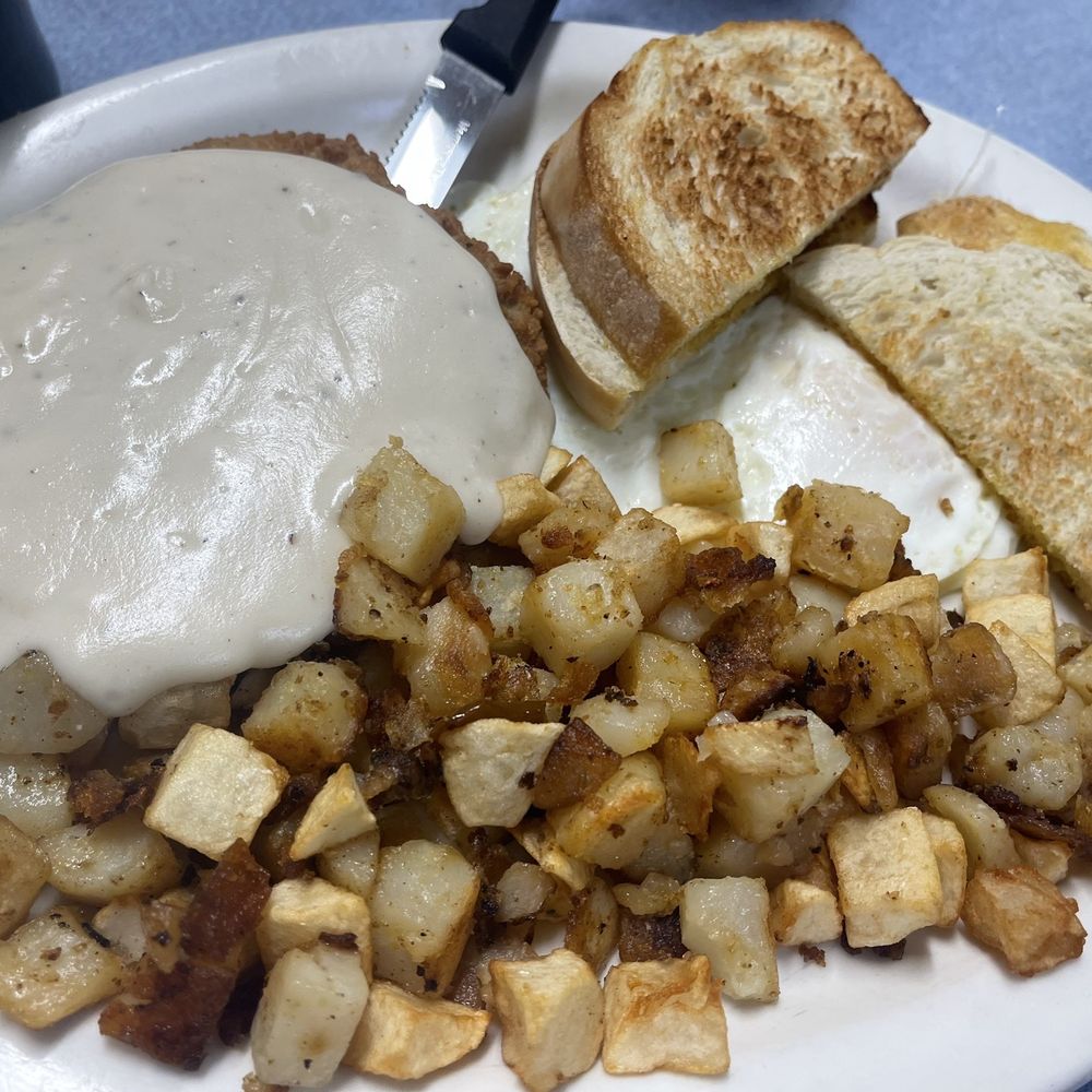 Arties Diner - Country fried steak, eggs, home fries and homemade white bread toast. - Diners Near Me - Pulaski, New York Arties Diner - Country fried steak, eggs, home fries and homemade white bread toast. - Diners Near Me - Pulaski, New York