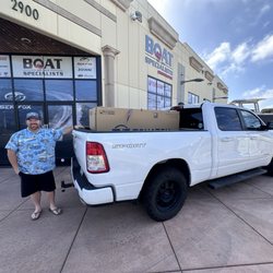 Boat Specialists - I made them let me take this shot, but I was proud of the fact I drove up here to pickup my new outboard!