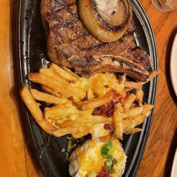 NEW Bone-In Ribeye* with Bourbon Onion, Loaded Mashed Potatoes, Aussie Cheese Fries NEW Bone-In Ribeye* with Bourbon Onion, Loaded Mashed Potatoes, Aussie Cheese Fries