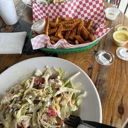 The Original Corner Pub Green Hills - Rib rub fries and black jack chicken salad