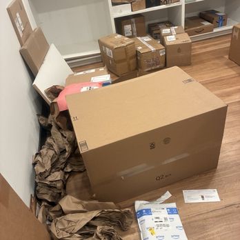 Lincoln Landing - Messy package room with rifled thru packages - Apartments Near Me - Hayward, California Lincoln Landing - Messy package room with rifled thru packages - Apartments Near Me - Hayward, California