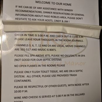High Ridge Manor - Old Notes from prior owner in room. - Bed & Breakfast Near Me - Paso Robles, California
