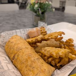 XCAL Shooting Sports and Fitness - Chicken Caesar wrap with amazing waffle fries