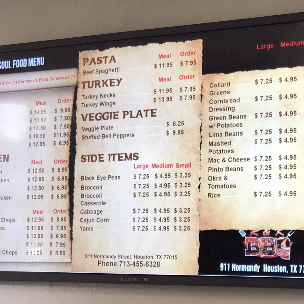 R & K Barbecue - a menu on the wall - Barbeque Near Me - Houston, Texas R & K Barbecue - a menu on the wall - Barbeque Near Me - Houston, Texas