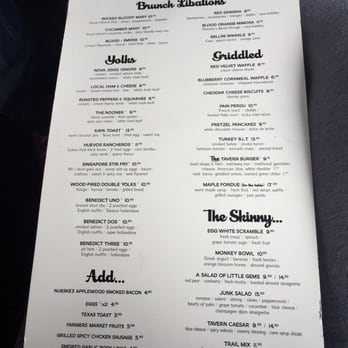 Tavern - Menu while we wait for an hour. They do have outside seating right away but it's cold currently. - New American Near Me - Nashville, Tennessee