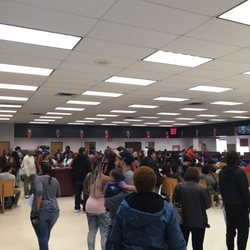 Department of Motor Vehicles - At least 300 people here- easy. NO A.C